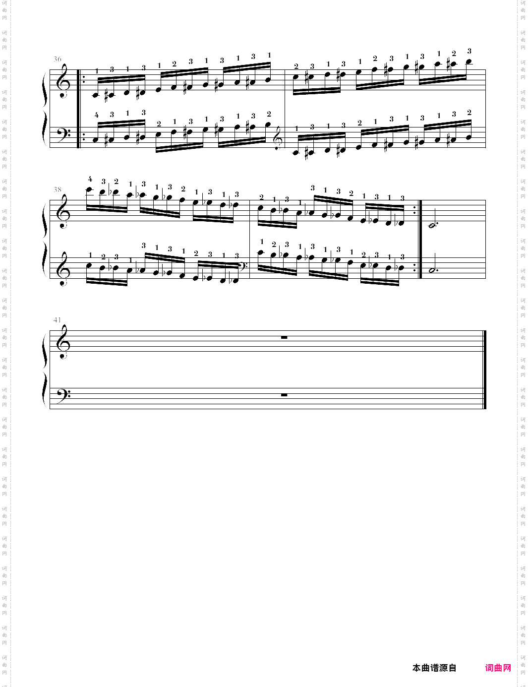 104-2、半音阶练习《拜厄钢琴基本教程少儿教学版》【拜厄】-z0581