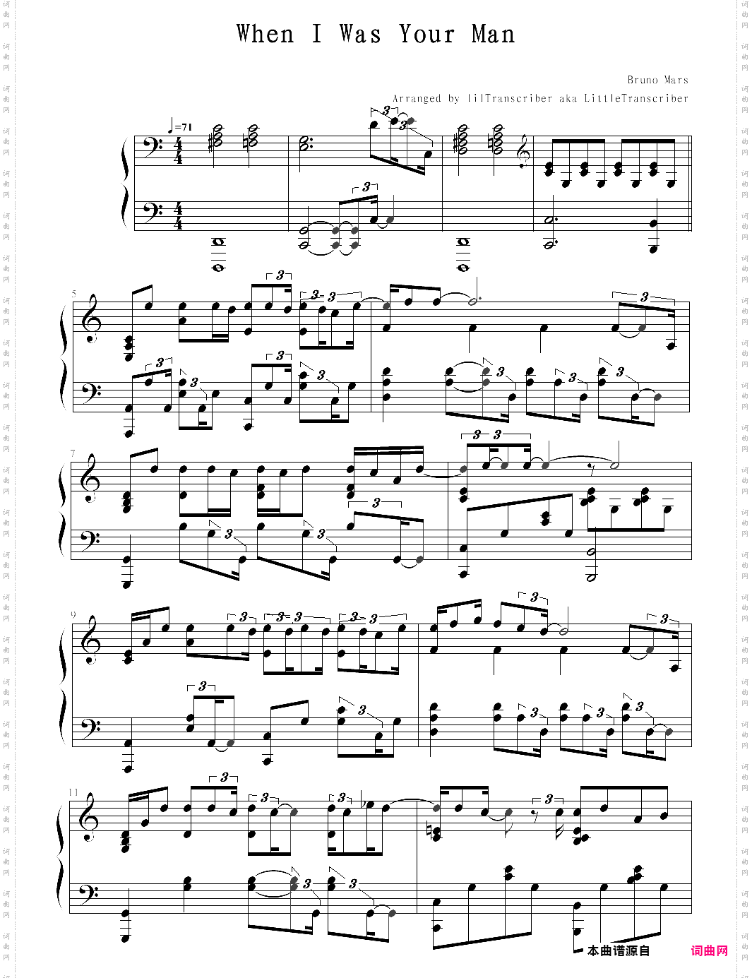 when i was your man-bruno mars