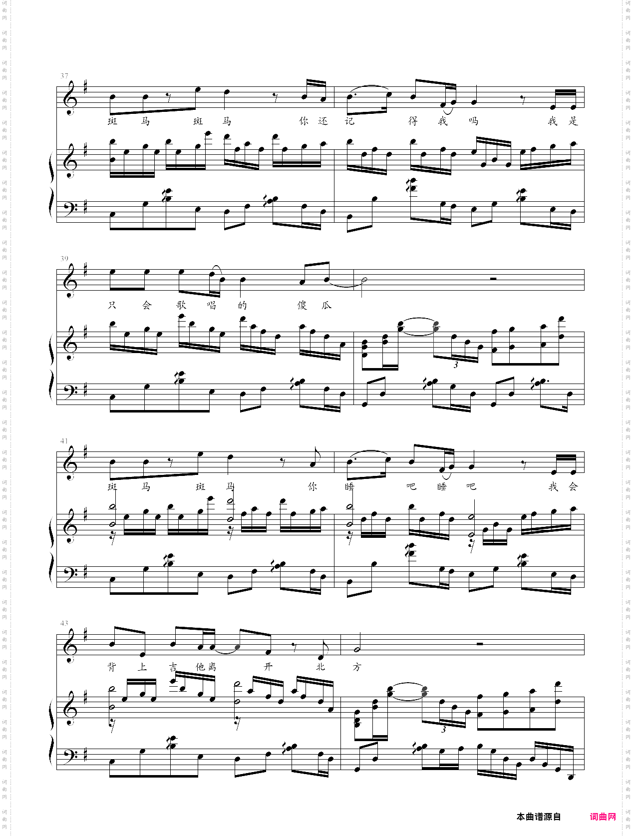 斑马斑马弹唱版