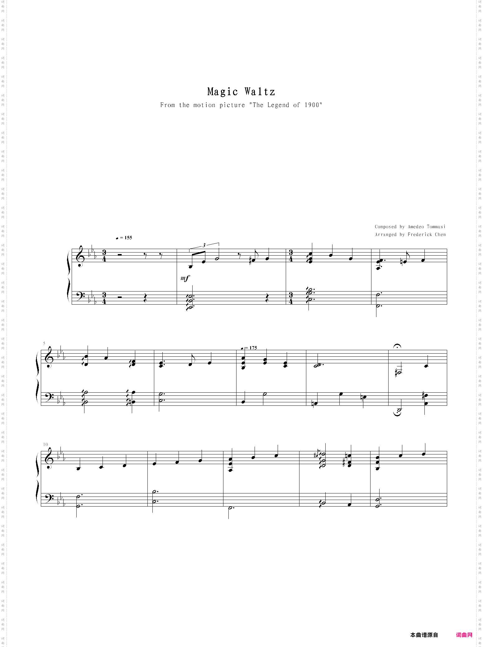 magic waltz——电影《海上钢琴师》原版乐谱