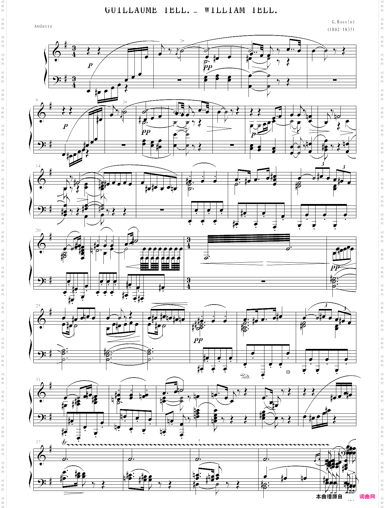 《威廉·退尔-序曲钢琴独奏完整版》-罗西尼