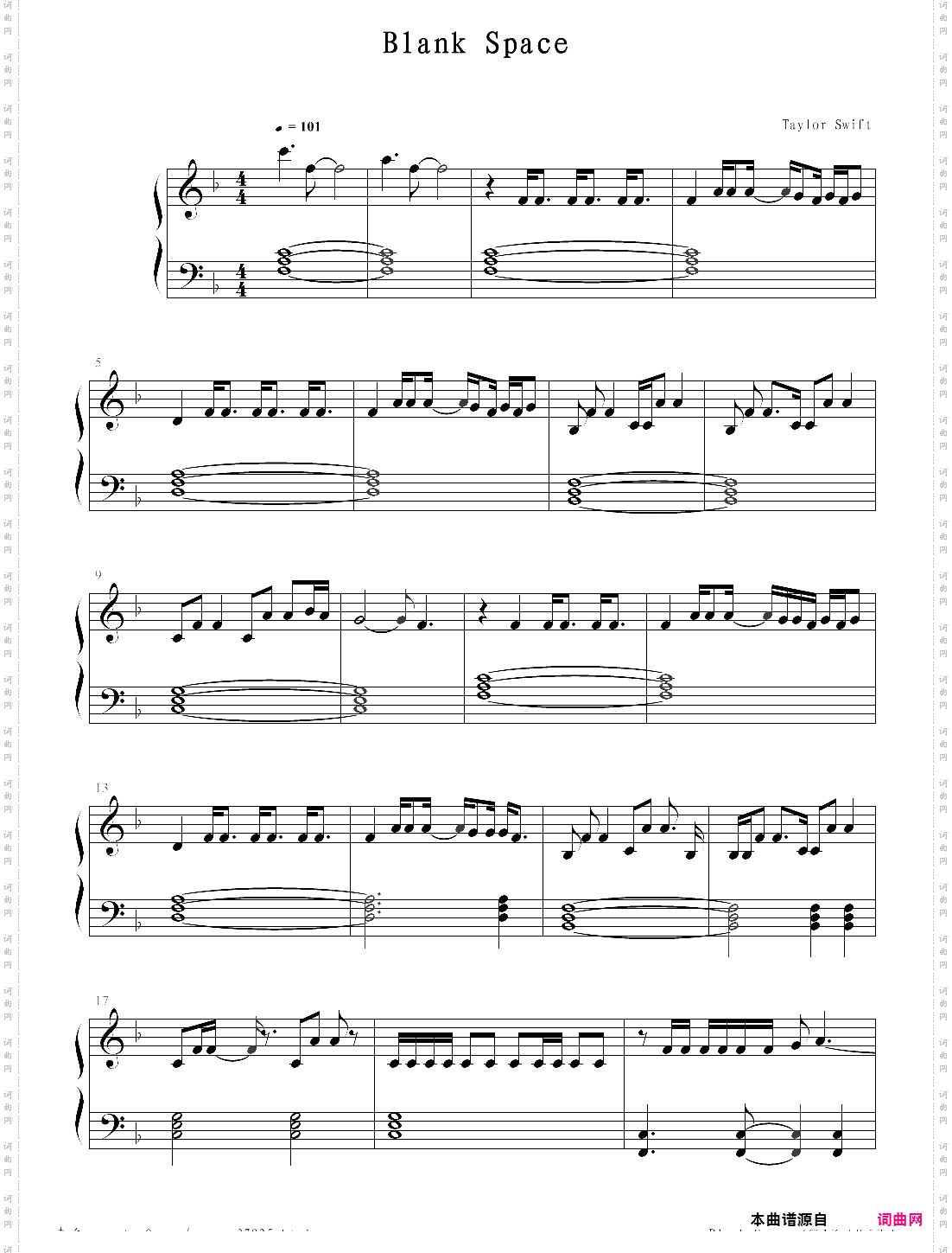 blank space转自 pianoitall