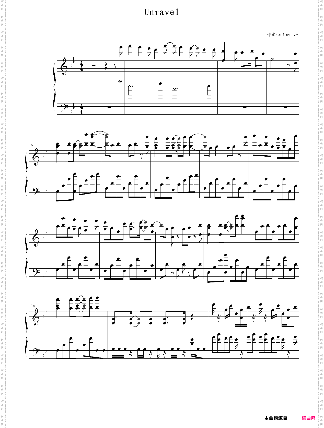 unravel -- 东京食尸鬼 op 【piano】