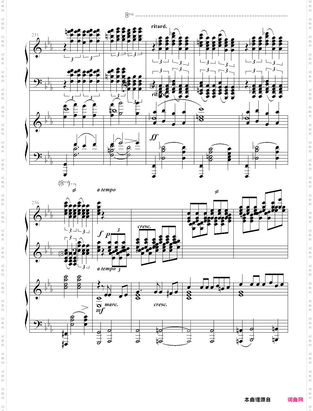 拉赫玛尼诺夫第二钢琴协奏曲第一乐章