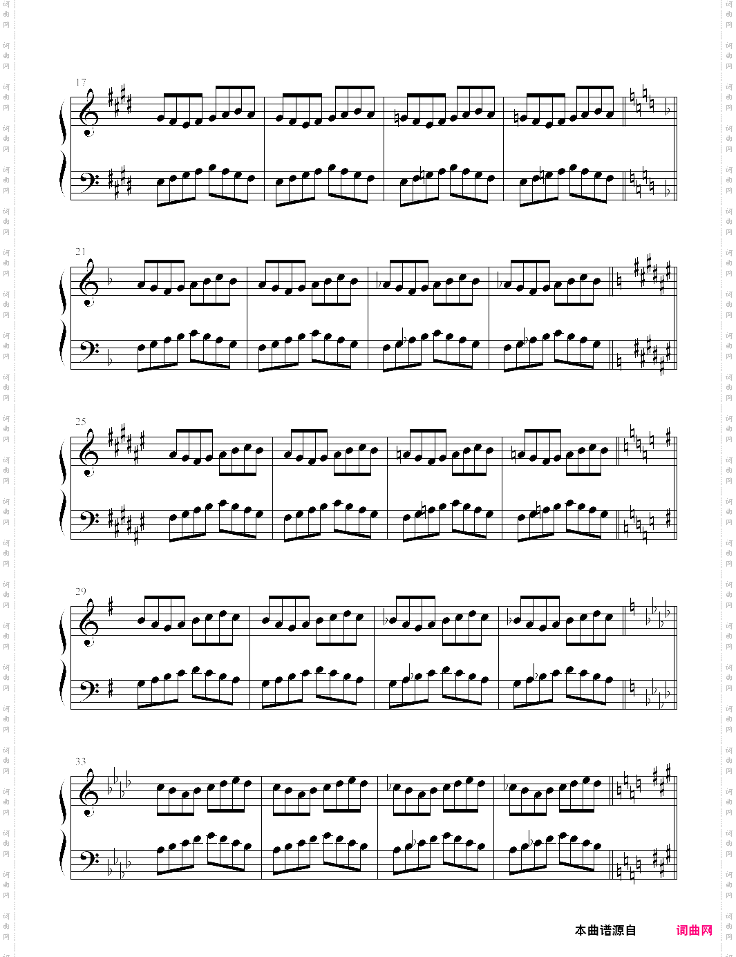 钢琴手指灵活练习宝典八式 no·3 inverted five finger pattern2