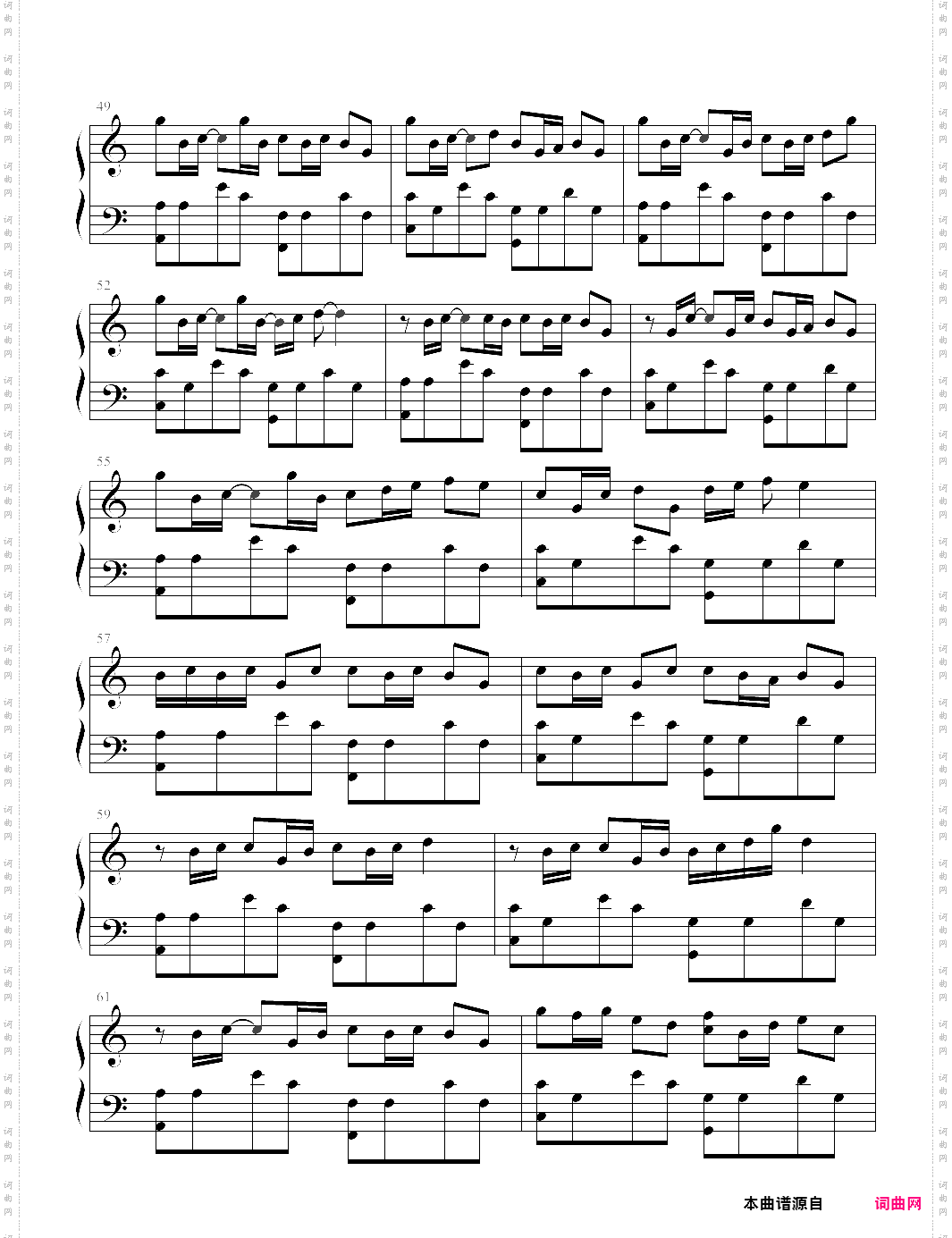 平凡之路独奏版,c大调