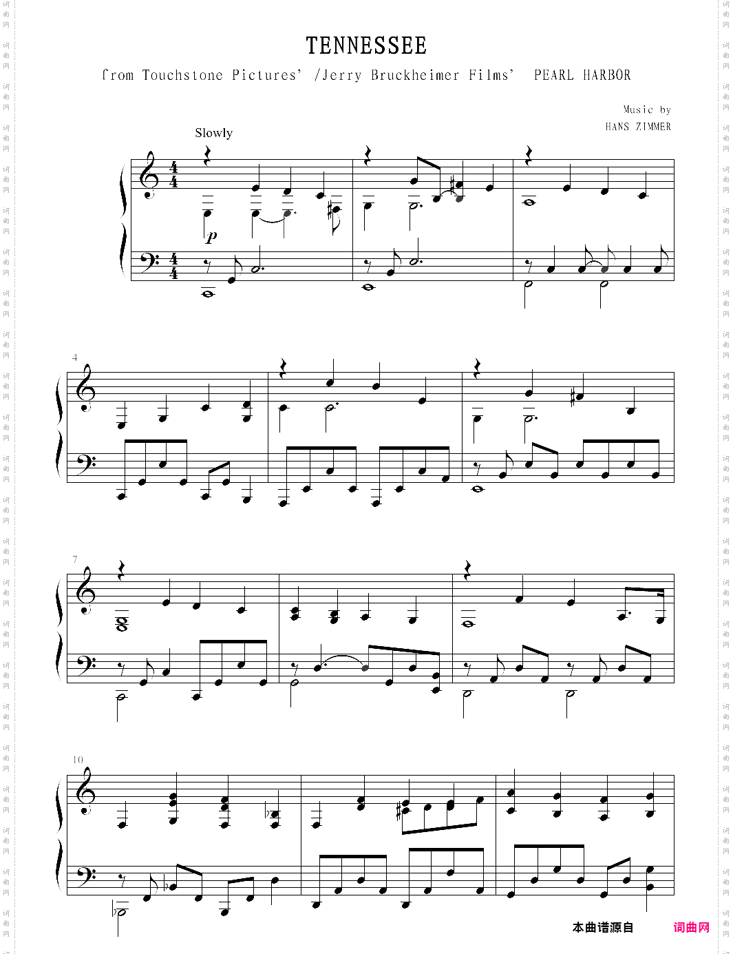tennessee电影《珍珠港》主题曲