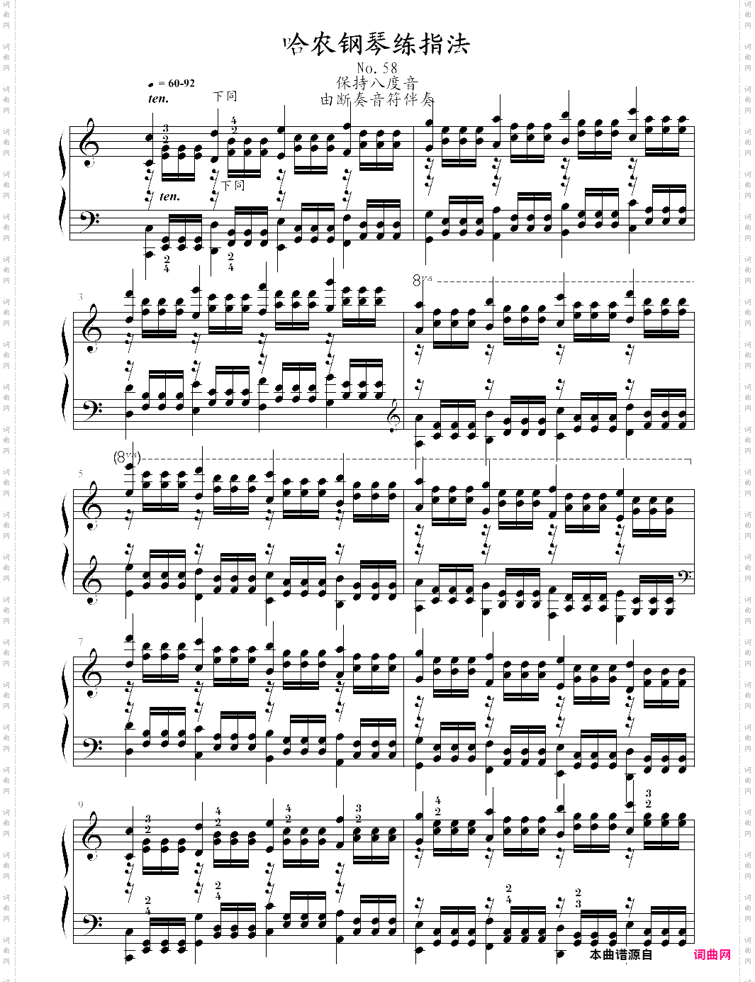 哈农钢琴练指法58
