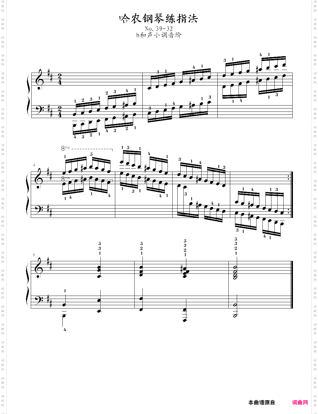 哈农钢琴练指法39b和声小调音阶