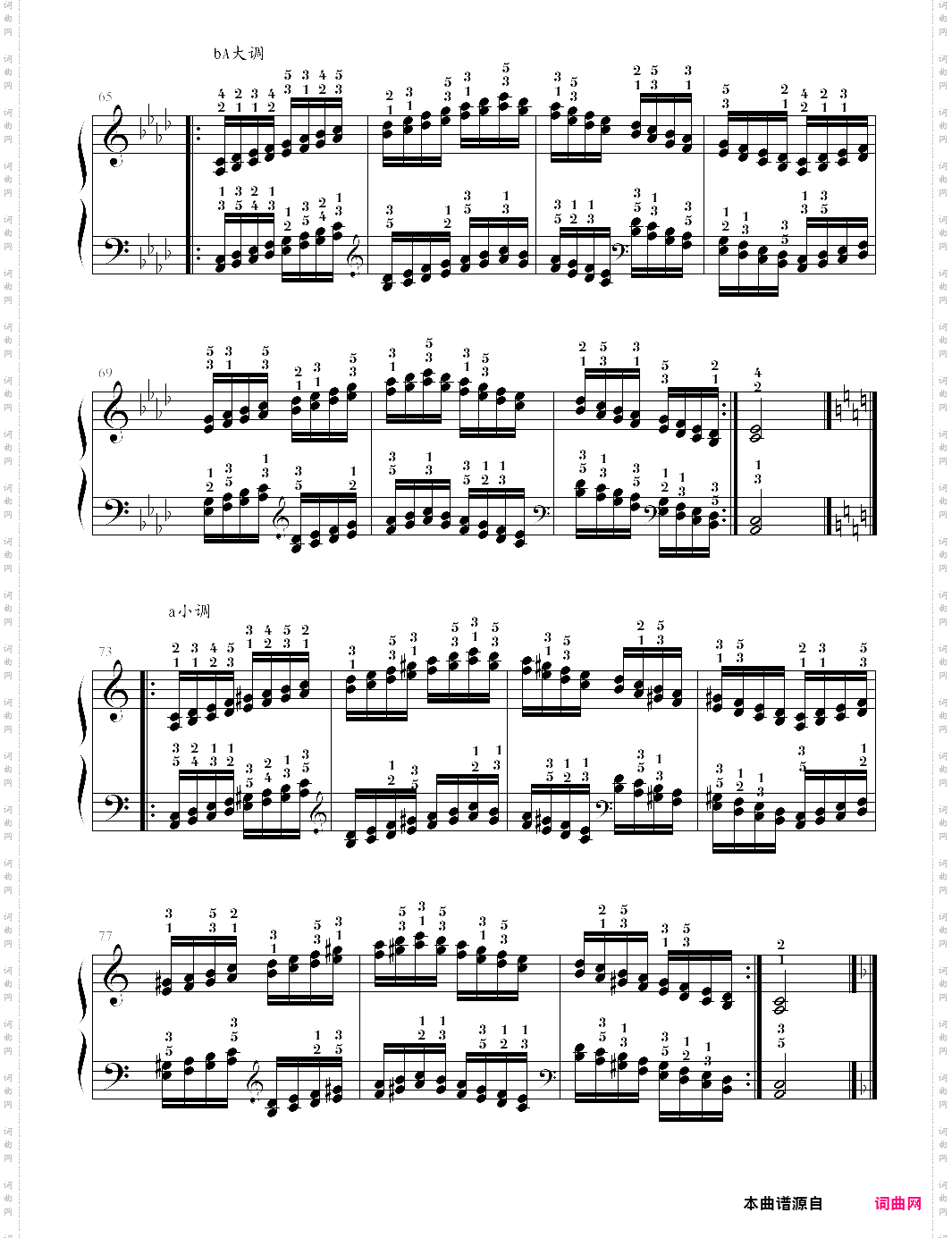 哈农钢琴练指法52