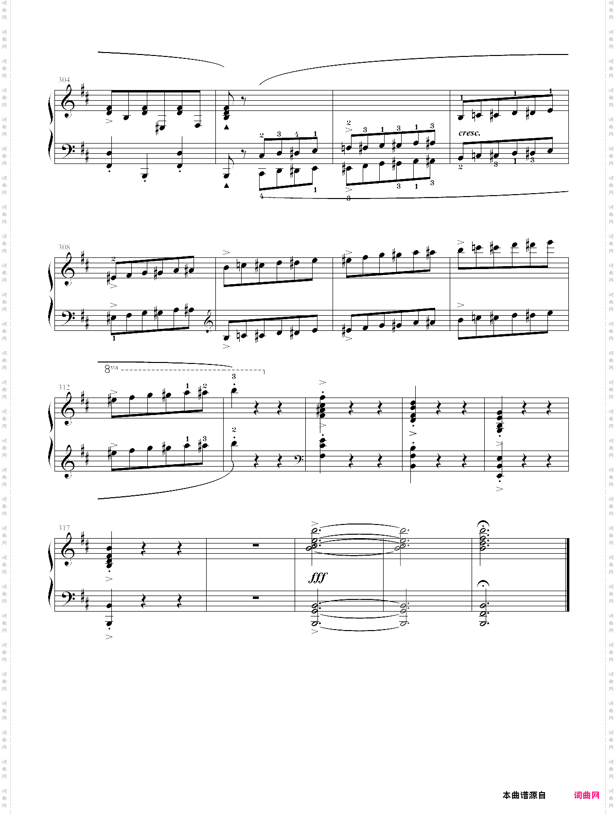 280·第十级中外名曲谐谑曲no·20下-中国音乐学院钢琴考级全国通用教材第二套