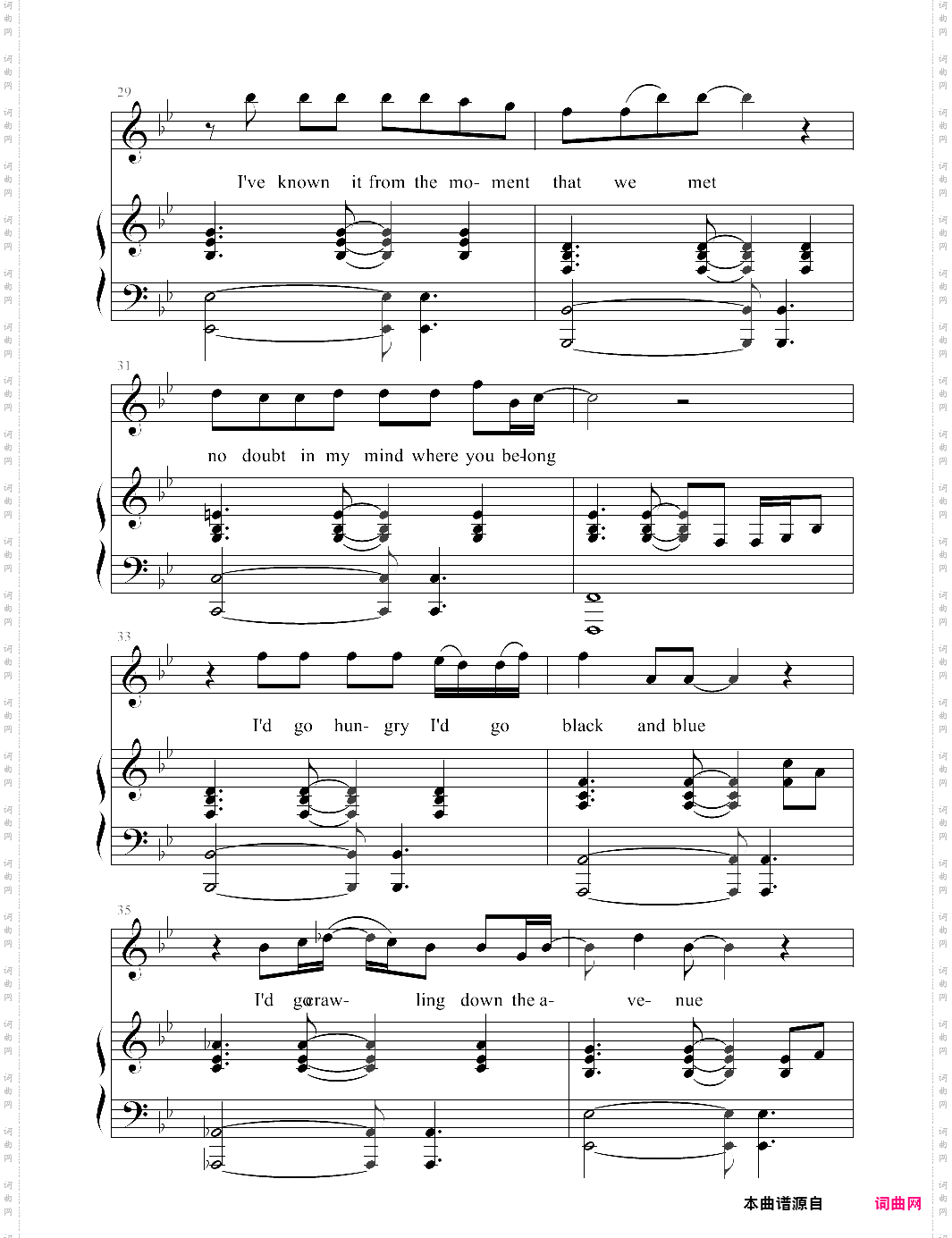 make you feel my love弹唱伴奏谱，女声调
