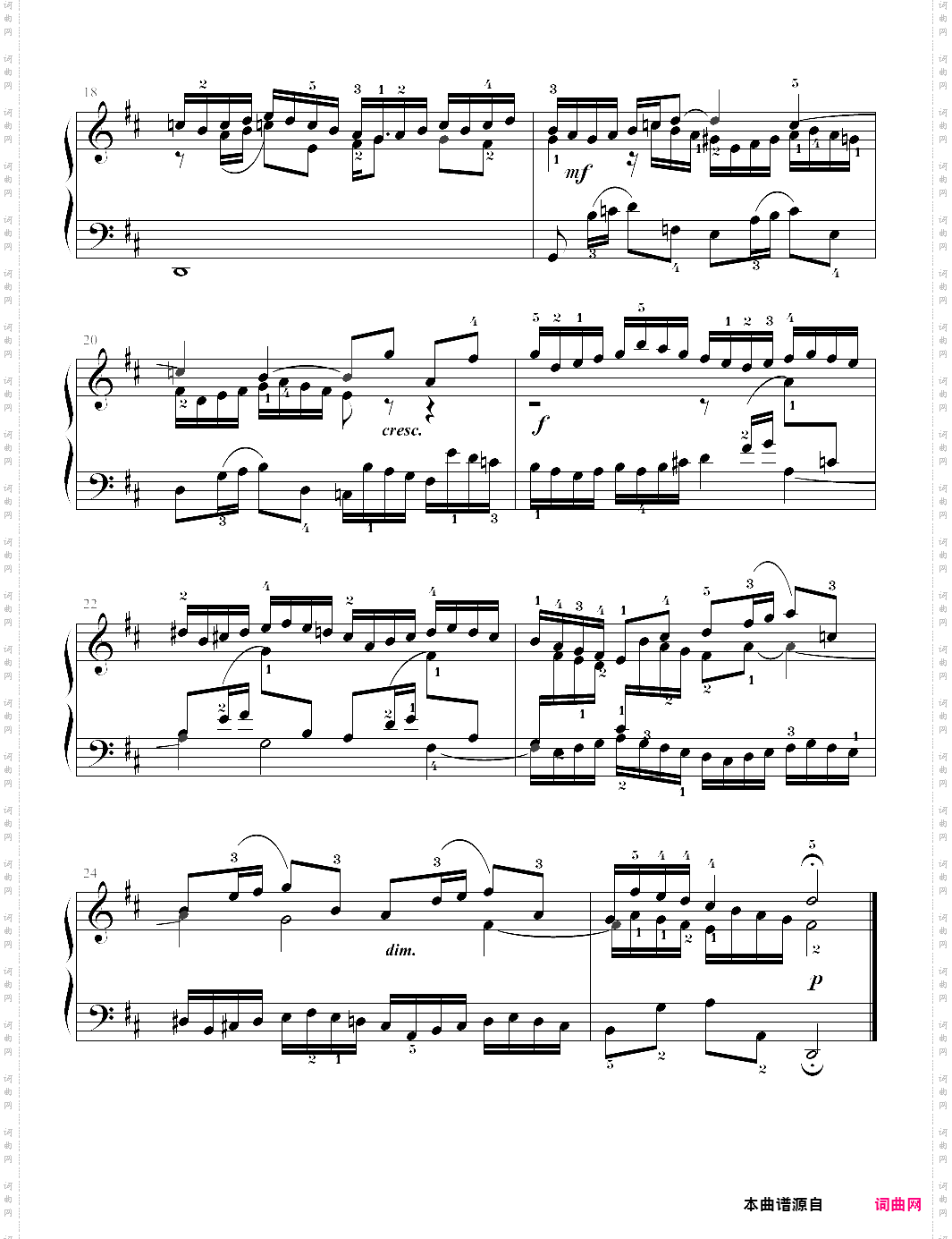 三部创意曲 sinfonia no·3 d大调巴赫