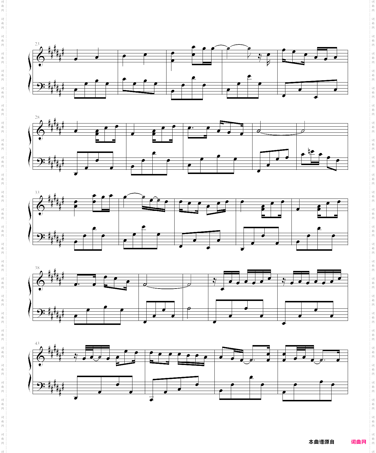 我的歌声里升f转降g调