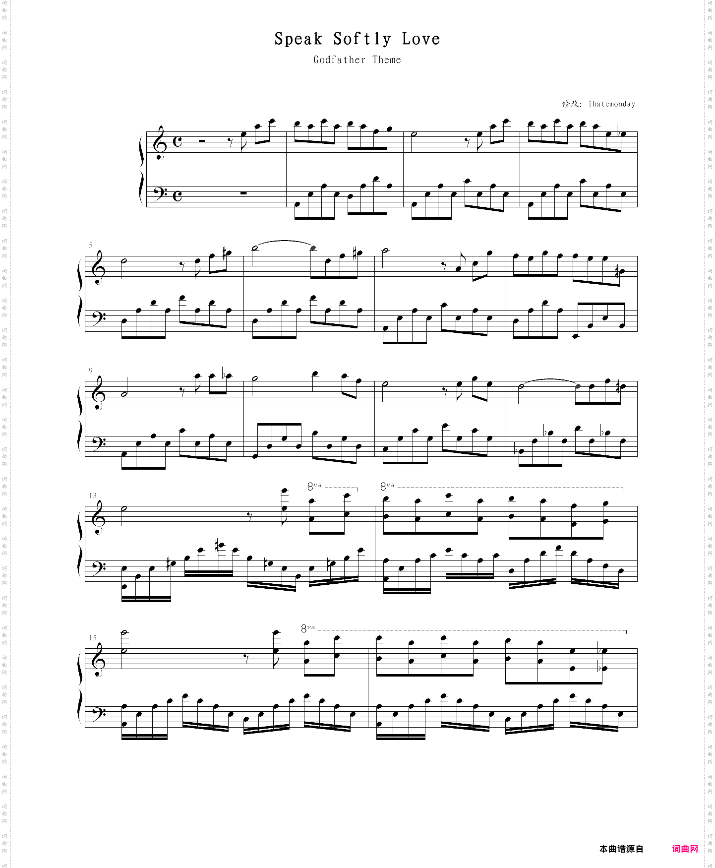柔声轻诉speak softly love，电影教父插曲
