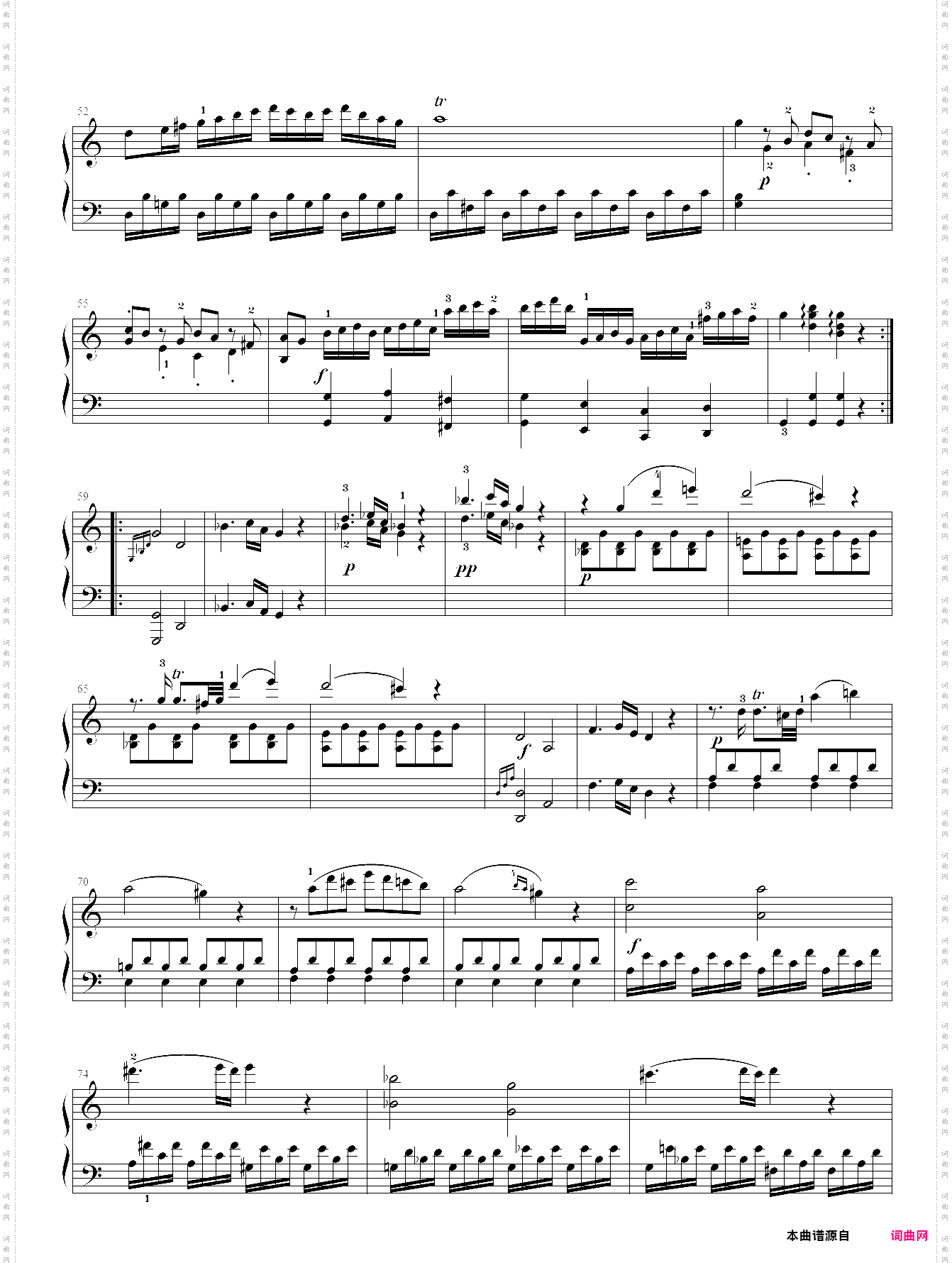 莫扎特 c大调钢琴奏鸣曲kv 309第一乐章