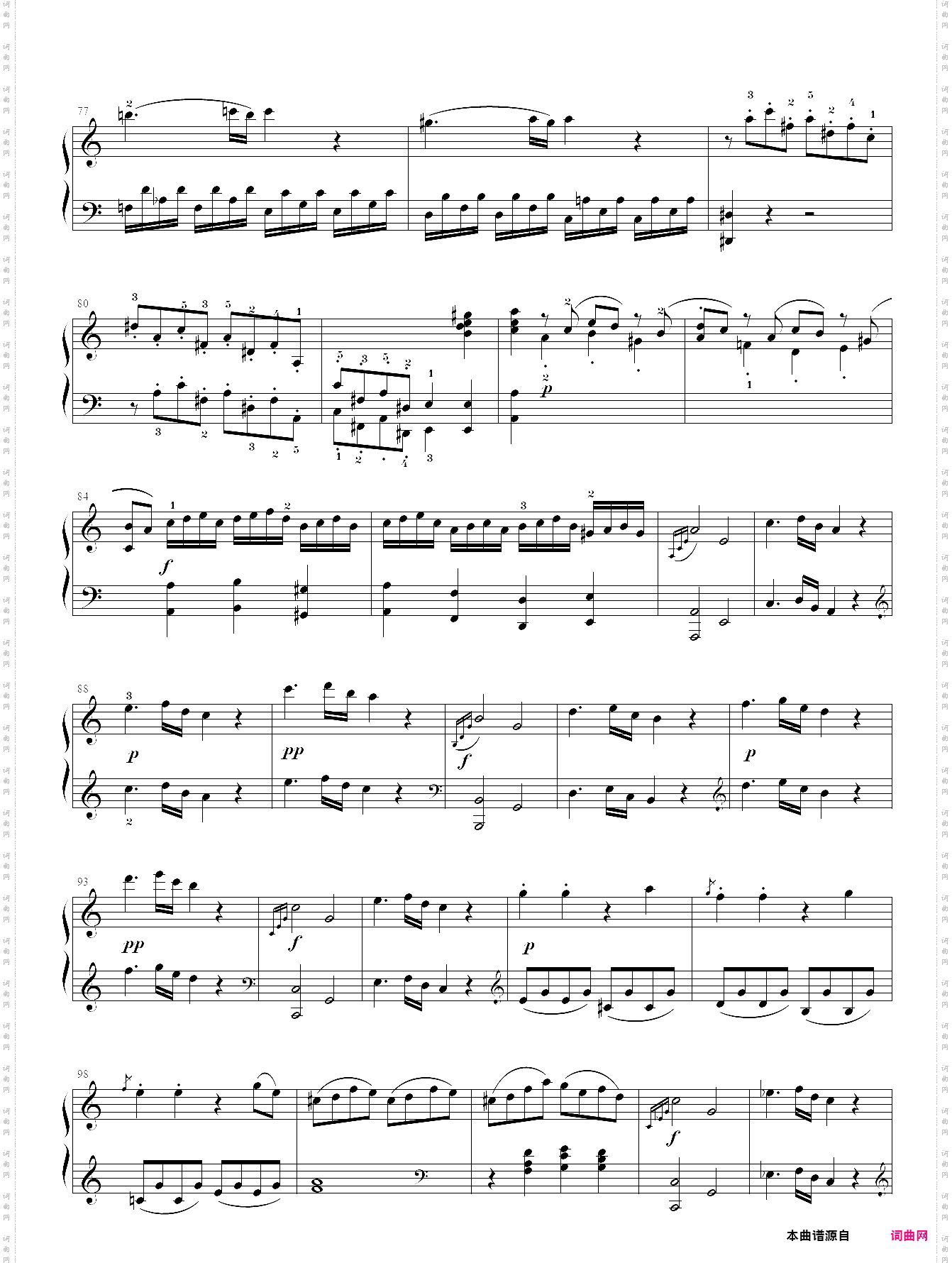 莫扎特 c大调钢琴奏鸣曲kv 309第一乐章