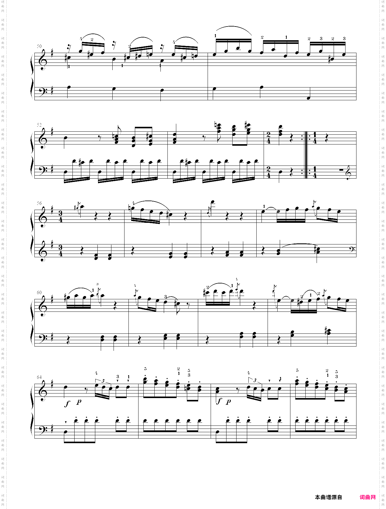 第六级大型乐曲g大调奏鸣曲第一乐章 k·283