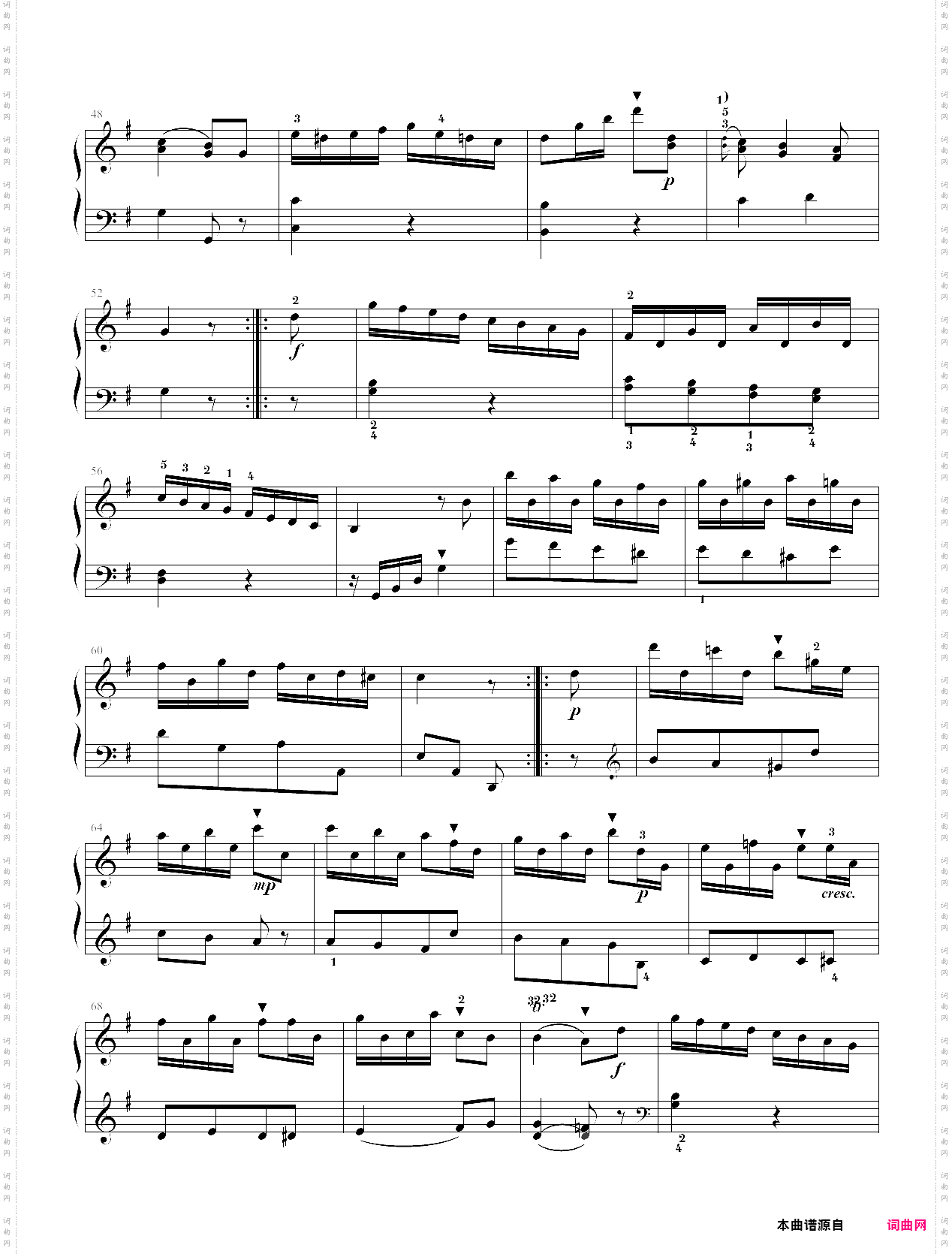 第六级大型乐曲g大调奏鸣曲第三乐章