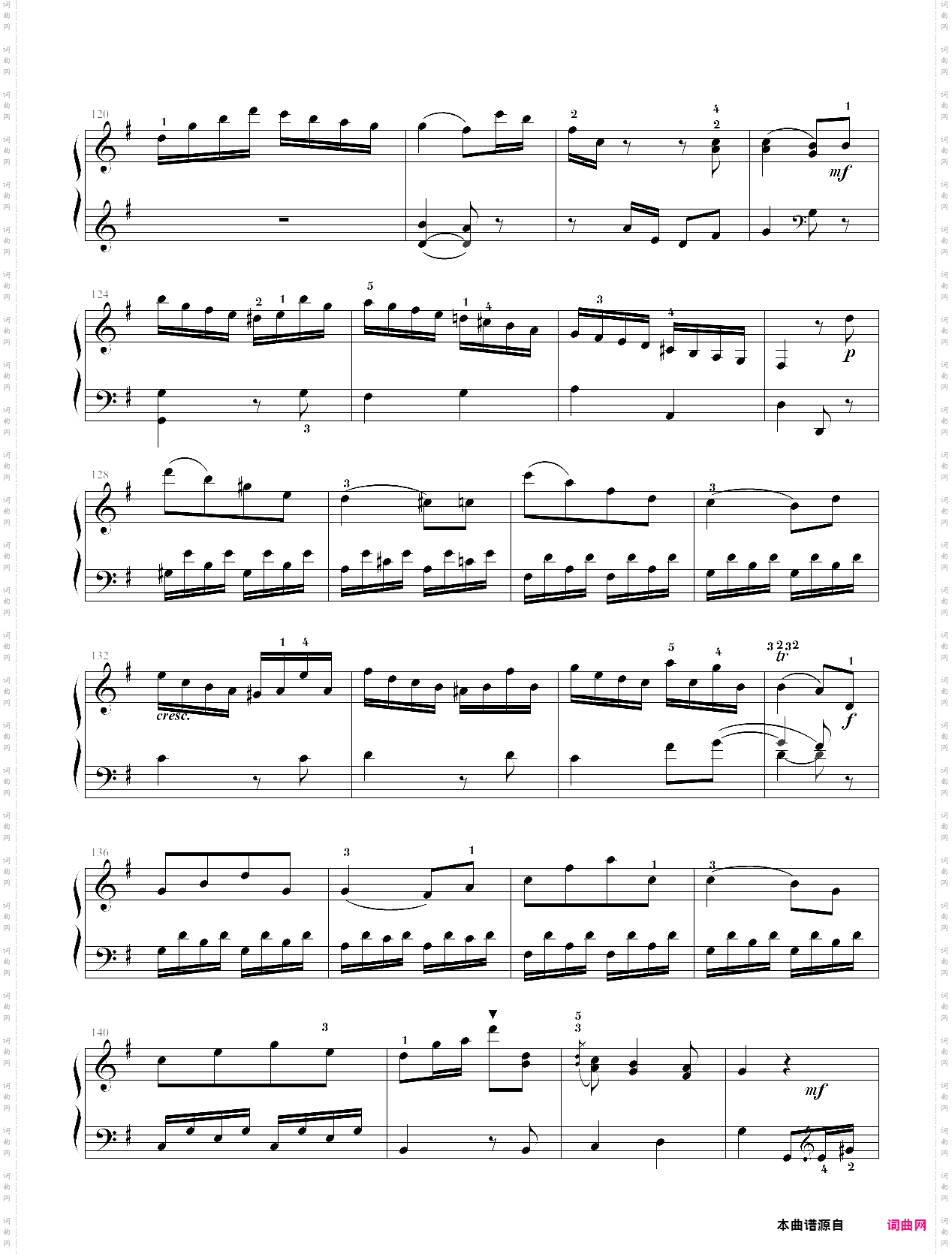 第六级大型乐曲g大调奏鸣曲第三乐章