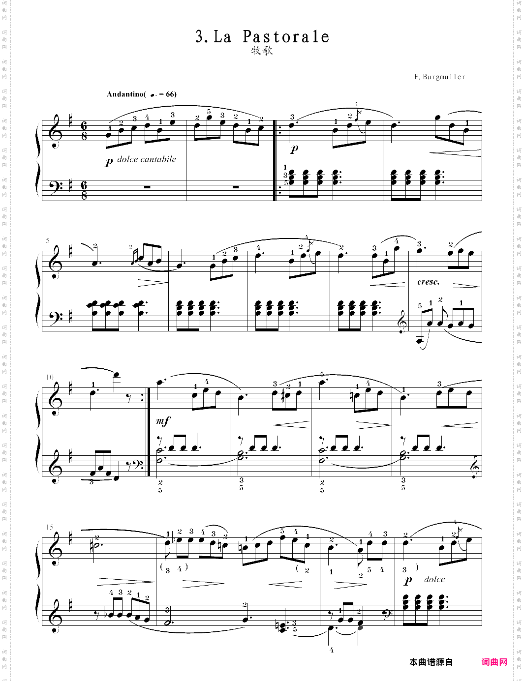 03·牧歌la pastorale，布格缪勒钢琴进阶25曲作品100