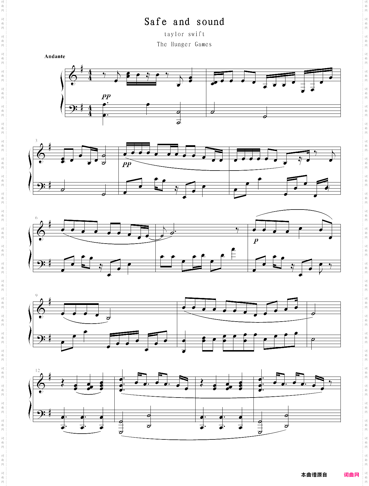 safe and sound安然无恙，taylor swift