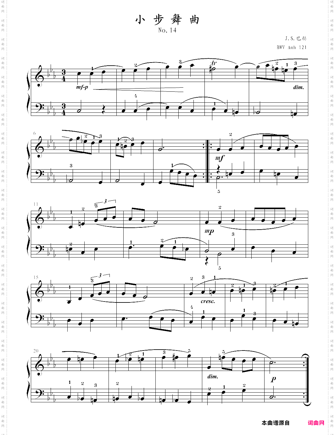 14-小步舞曲巴赫初级钢琴曲全集