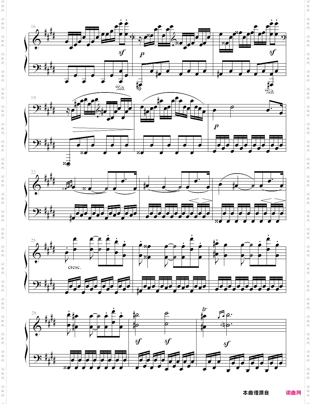 月光奏鸣曲贝多芬，月光第三乐章