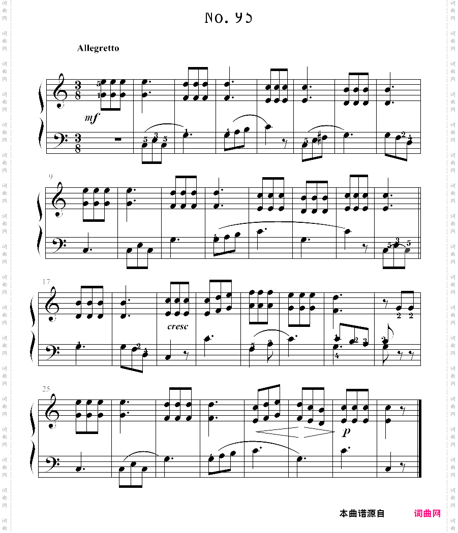 拜厄钢琴基本教程 no·95拜厄练习曲,第95条