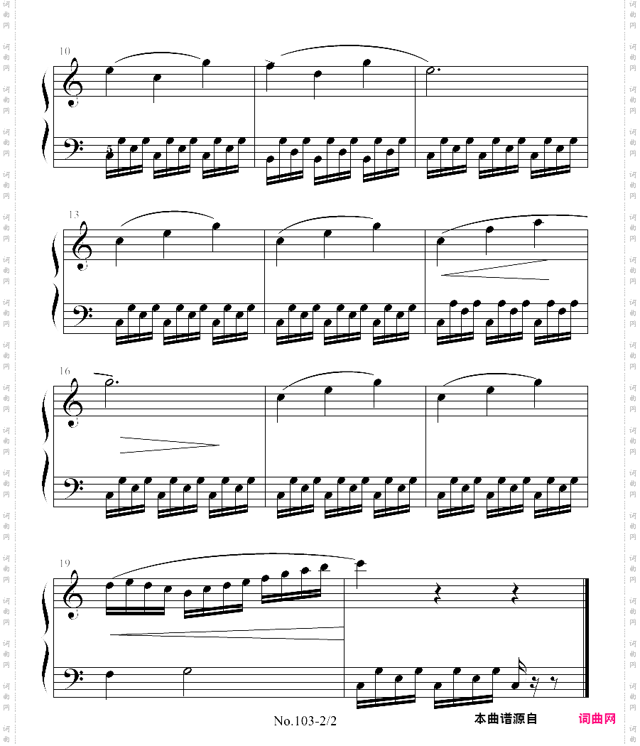 拜厄钢琴基本教程 no·103拜厄练习曲,第103条