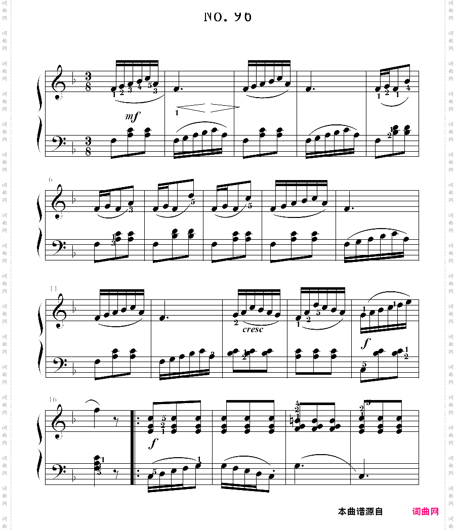 拜厄钢琴基本教程 no·96拜厄练习曲,第96条