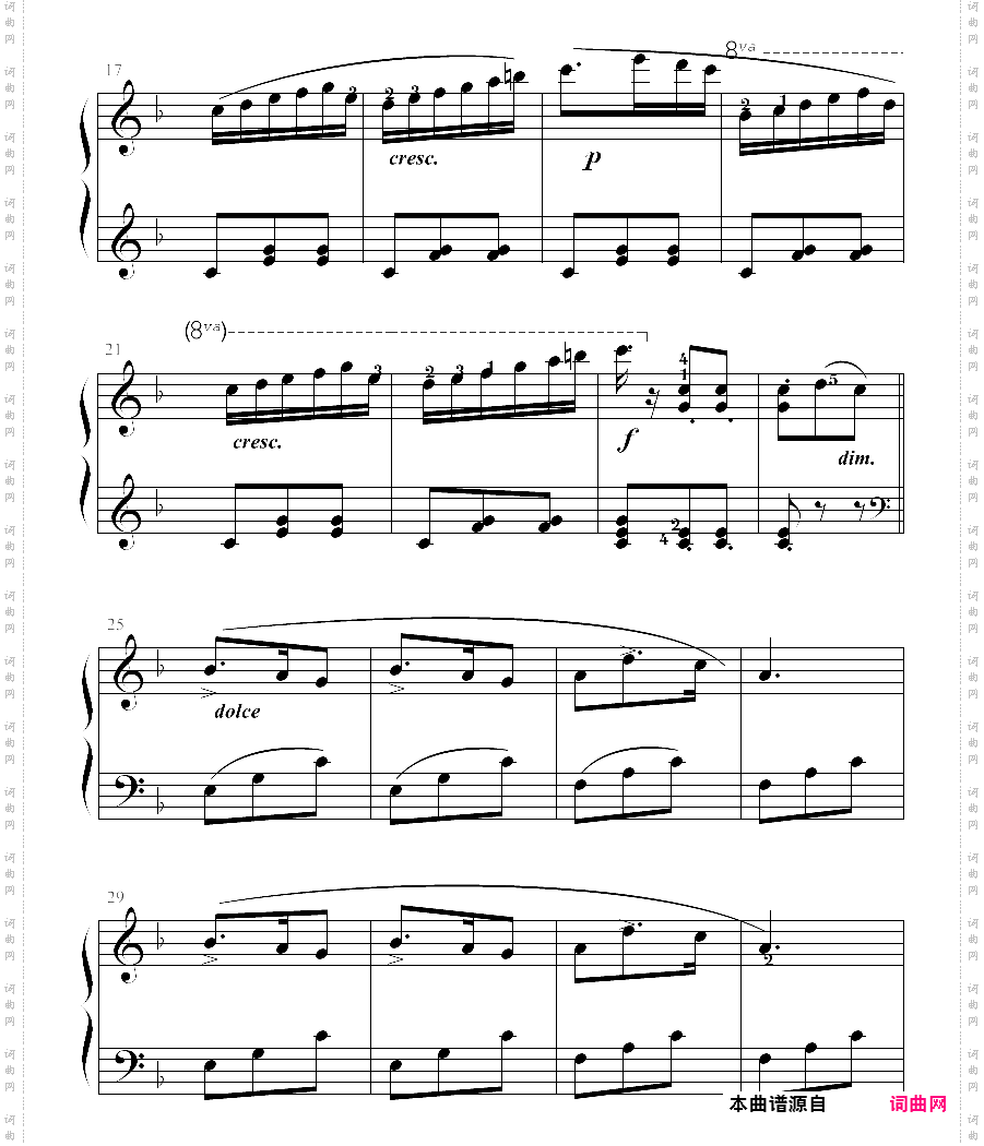 拜厄钢琴基本教程 no·104拜厄练习曲,第104条