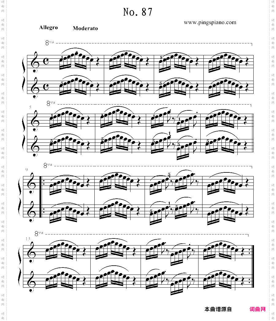 拜厄钢琴基本教程 no·87拜厄练习曲,第87条