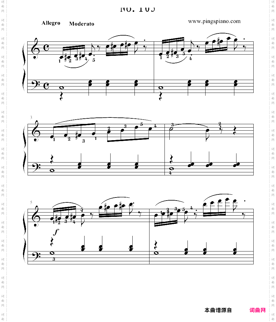 拜厄钢琴基本教程 no·105拜厄练习曲,第105条