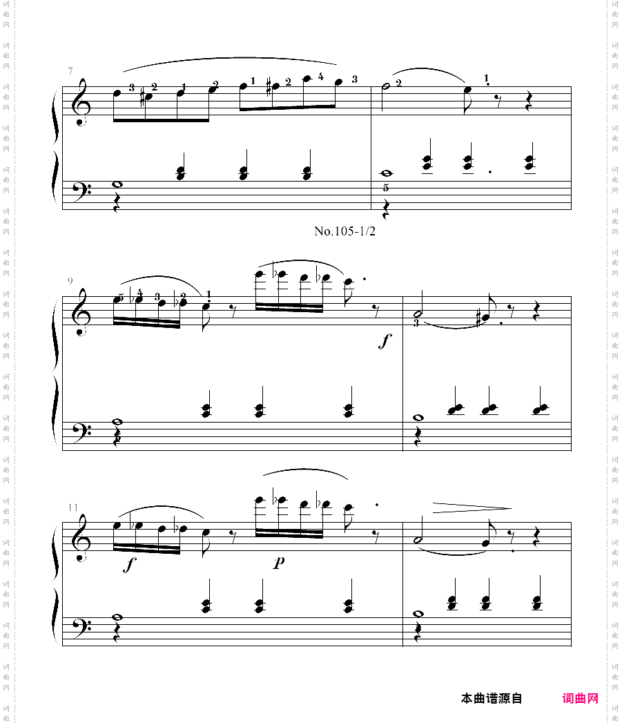 拜厄钢琴基本教程 no·105拜厄练习曲,第105条