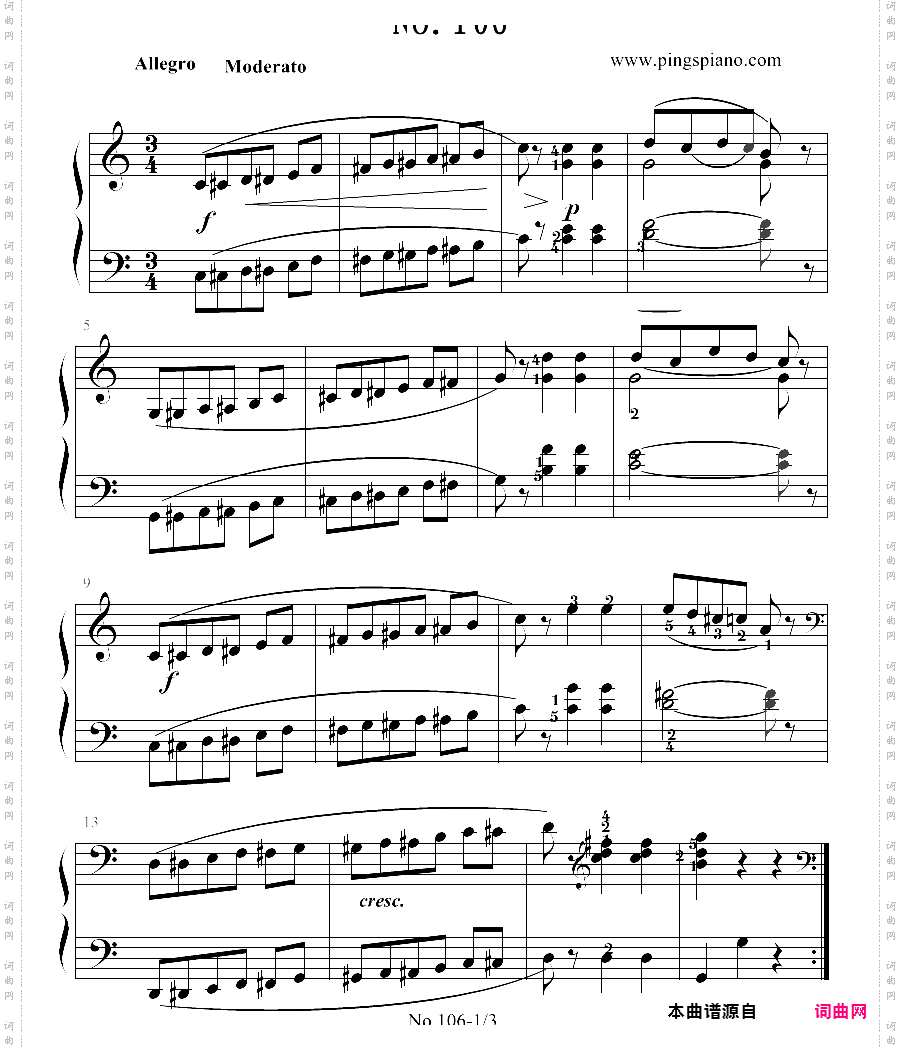 拜厄钢琴基本教程 no·106拜厄练习曲,第106条