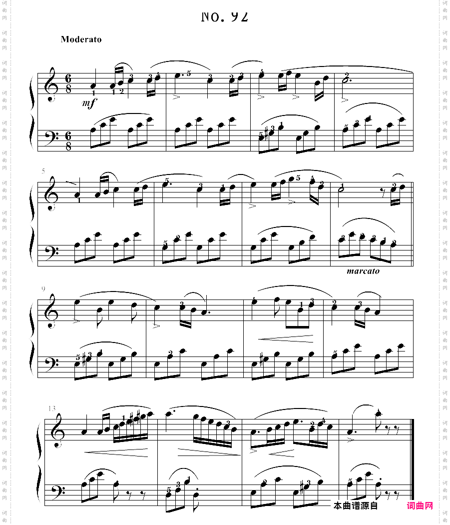 拜厄钢琴基本教程 no·92拜厄练习曲,第92条