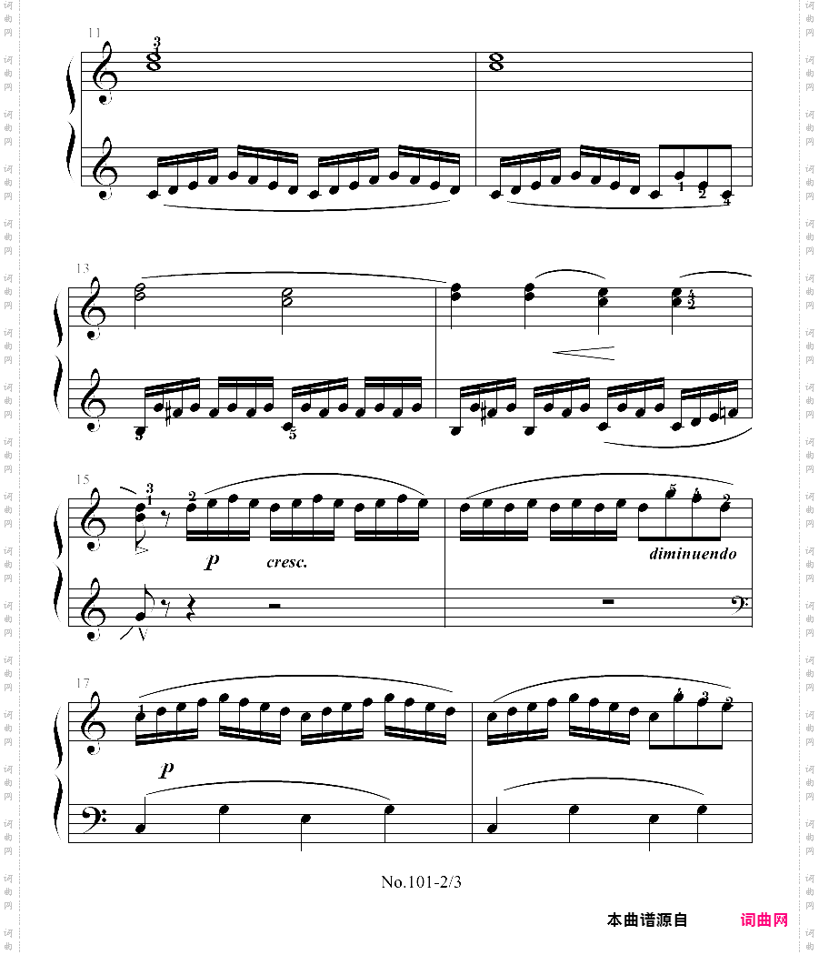 拜厄钢琴基本教程 no·101拜厄练习曲,第101条