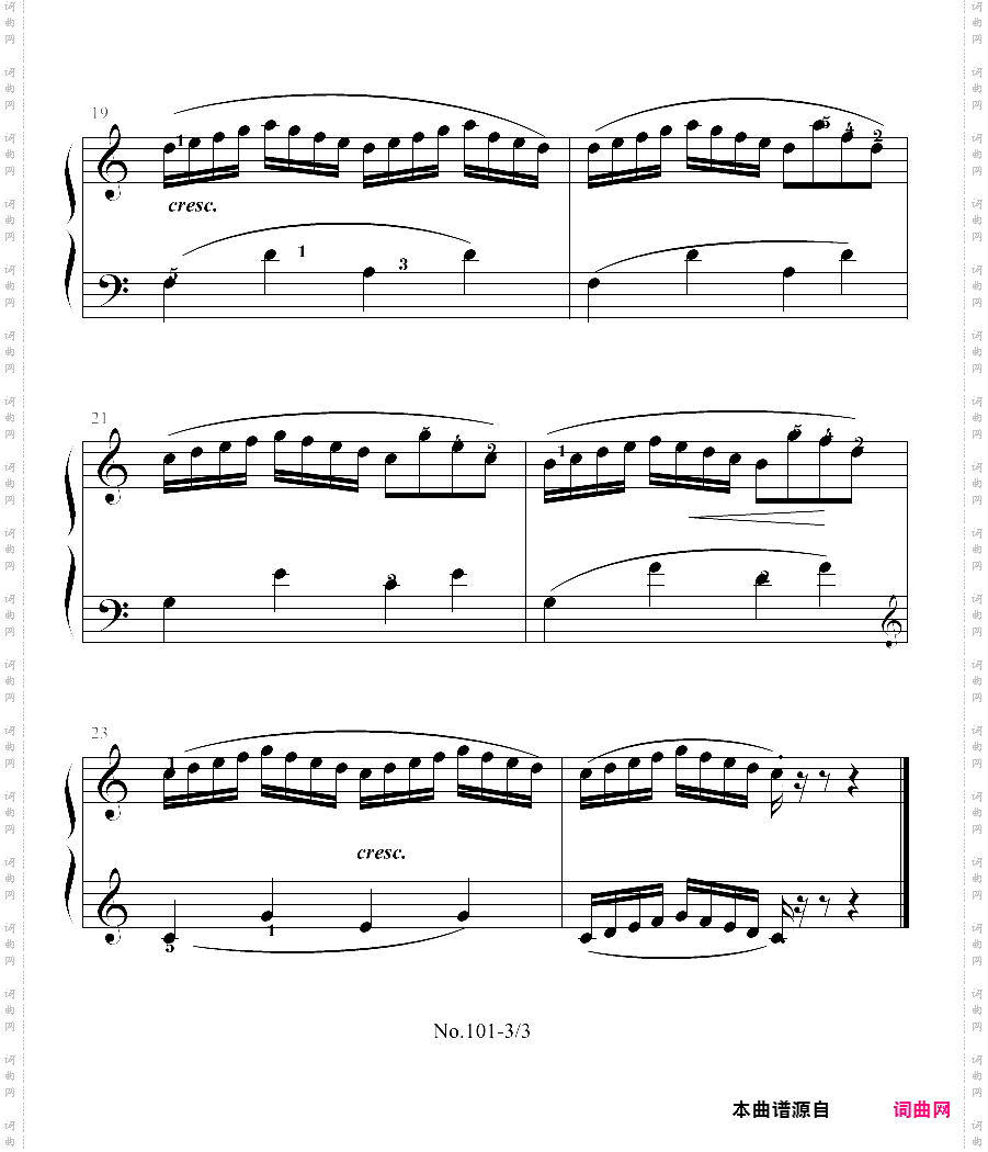 拜厄钢琴基本教程 no·101拜厄练习曲,第101条