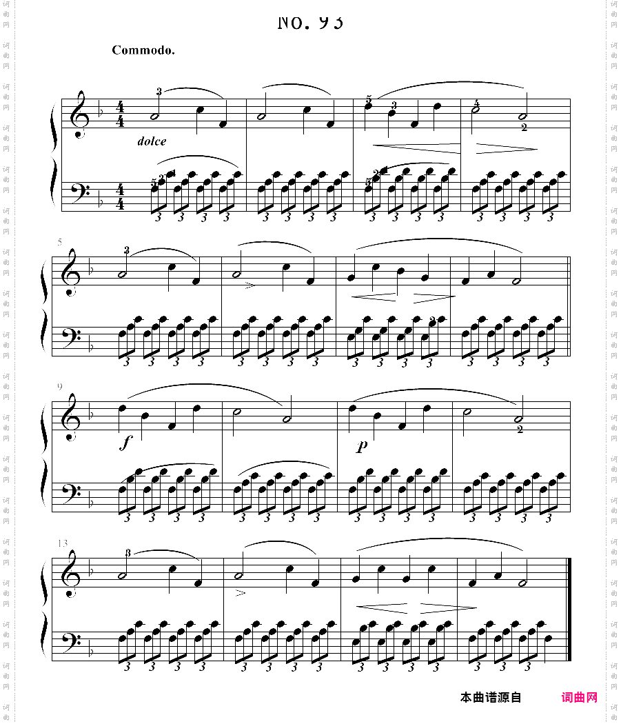 拜厄钢琴基本教程 no·93拜厄练习曲,第93条