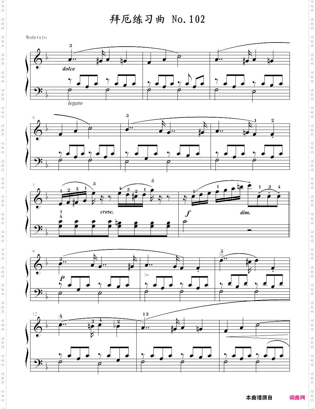 no·102拜厄钢琴基本教程