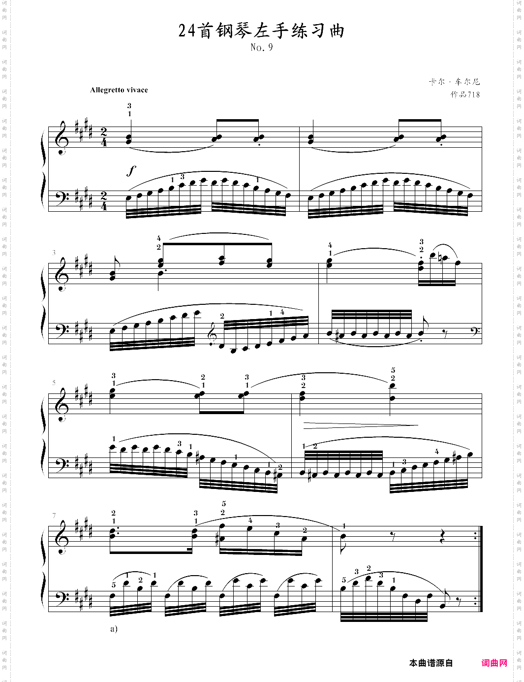 车尔尼71824首钢琴左手练习曲-09