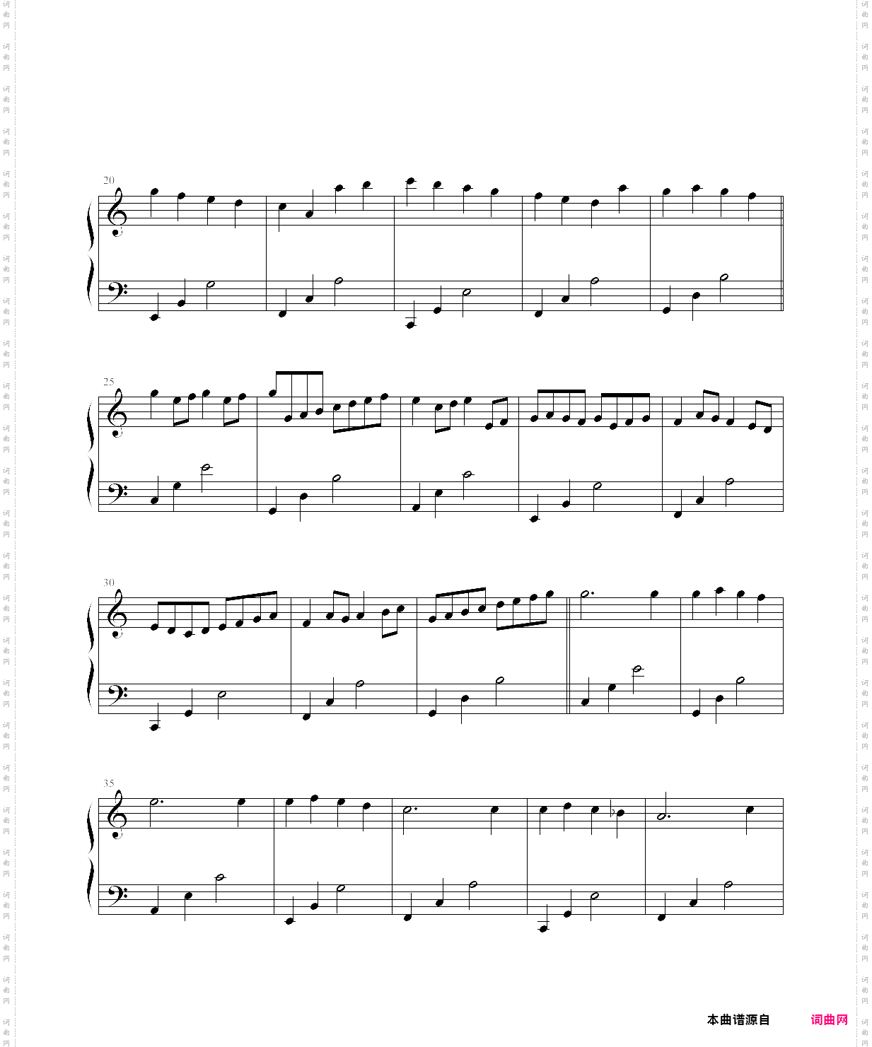 卡农初学版,钢琴谱