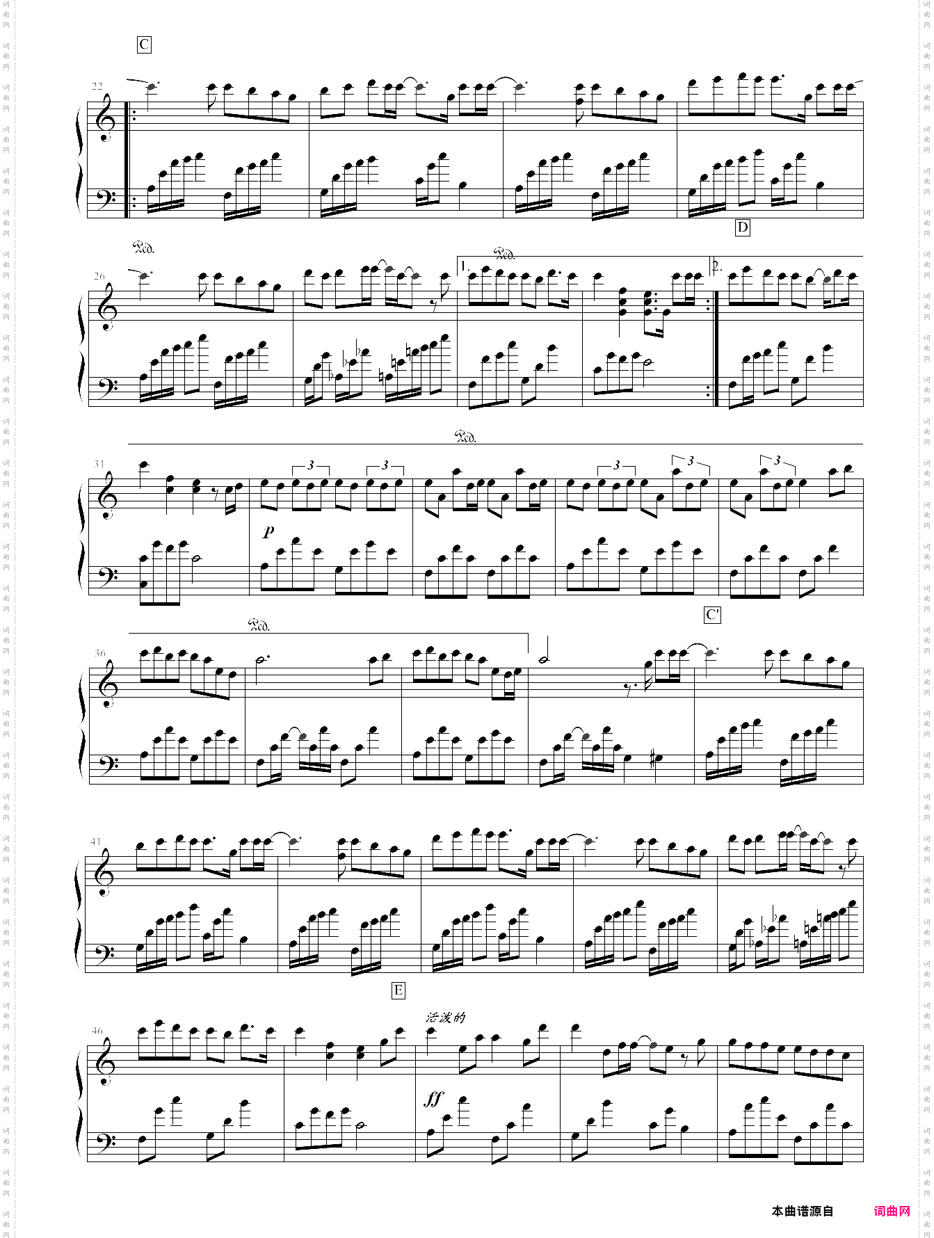 七里香c调简易版,选自2004年专辑《七里香》