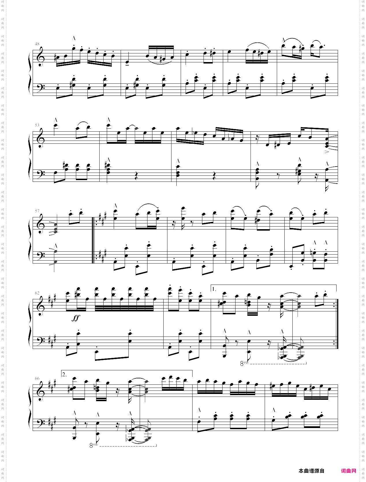 土耳其进行曲爵士版，钢琴谱