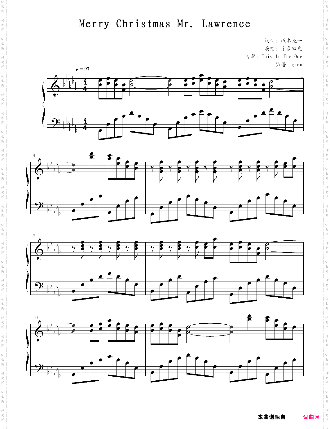 merry christmas mr· lawrence演奏版，宇多田光