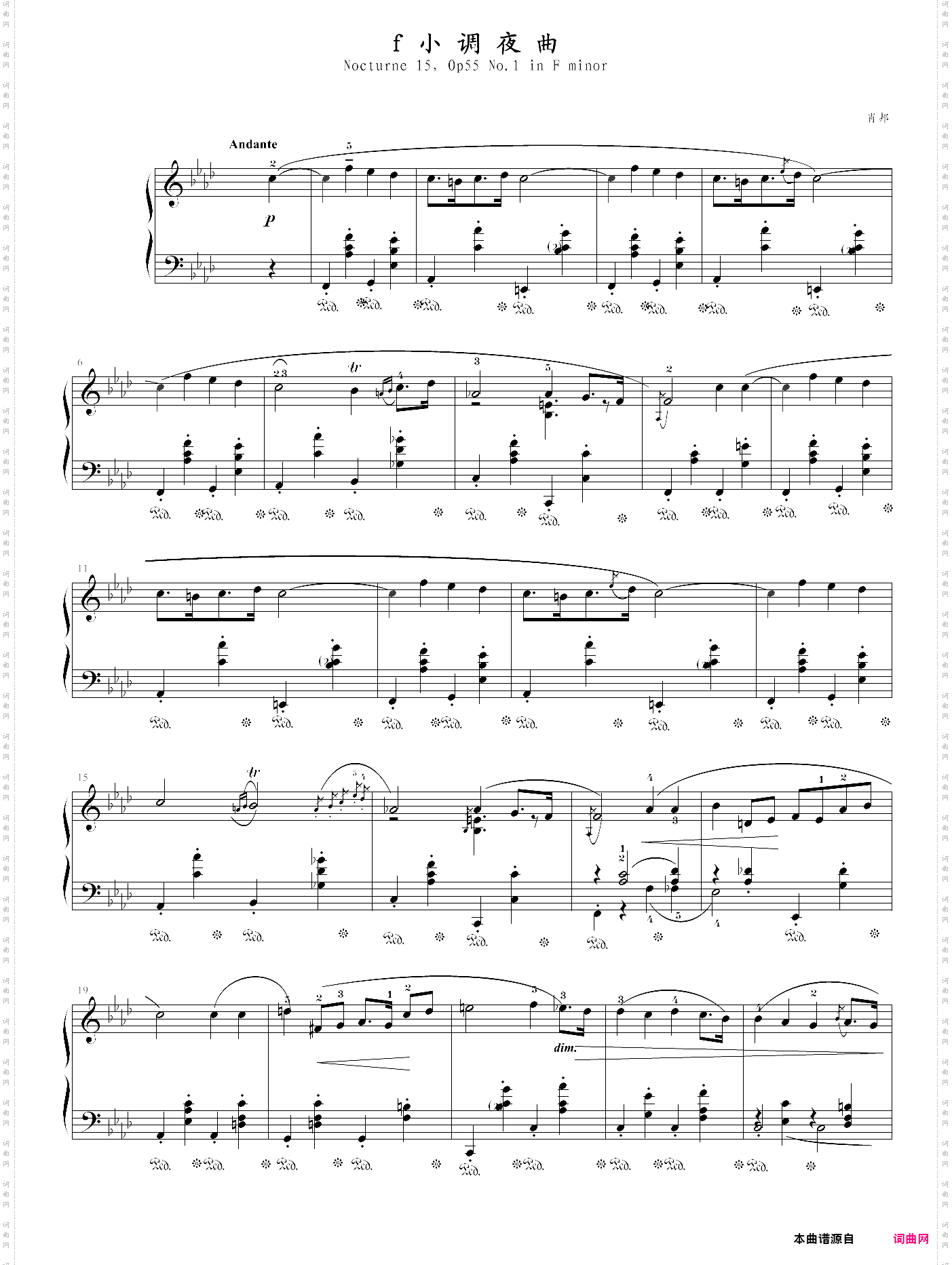 肖邦夜曲op·55,no·1,官方校正版 肖邦夜曲op·55,no·1,官方校正版