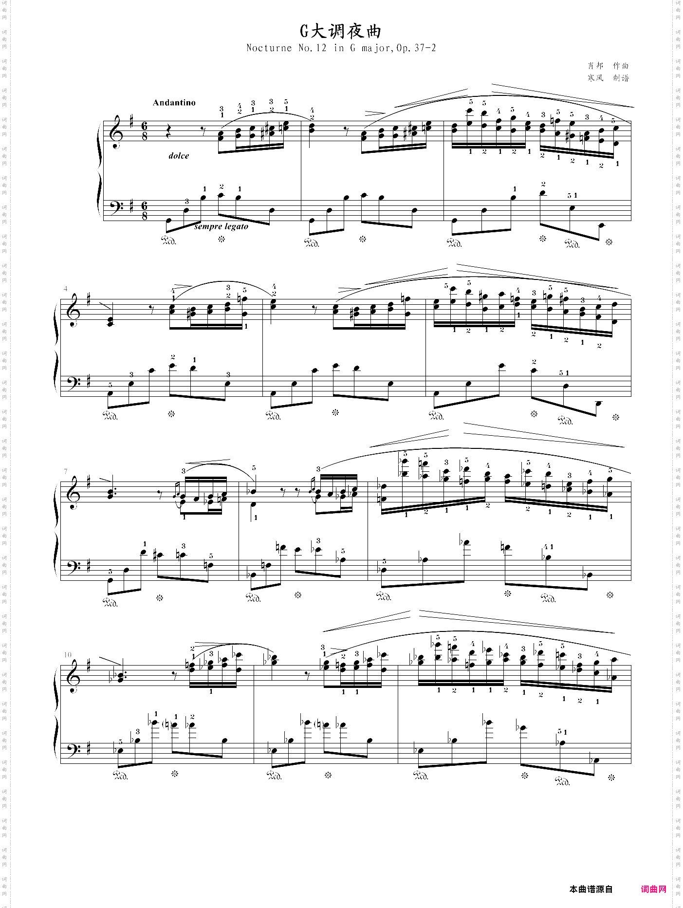 肖邦夜曲op·37,no·2,官方校正版 肖邦夜曲op·37,no·2,官方校正版