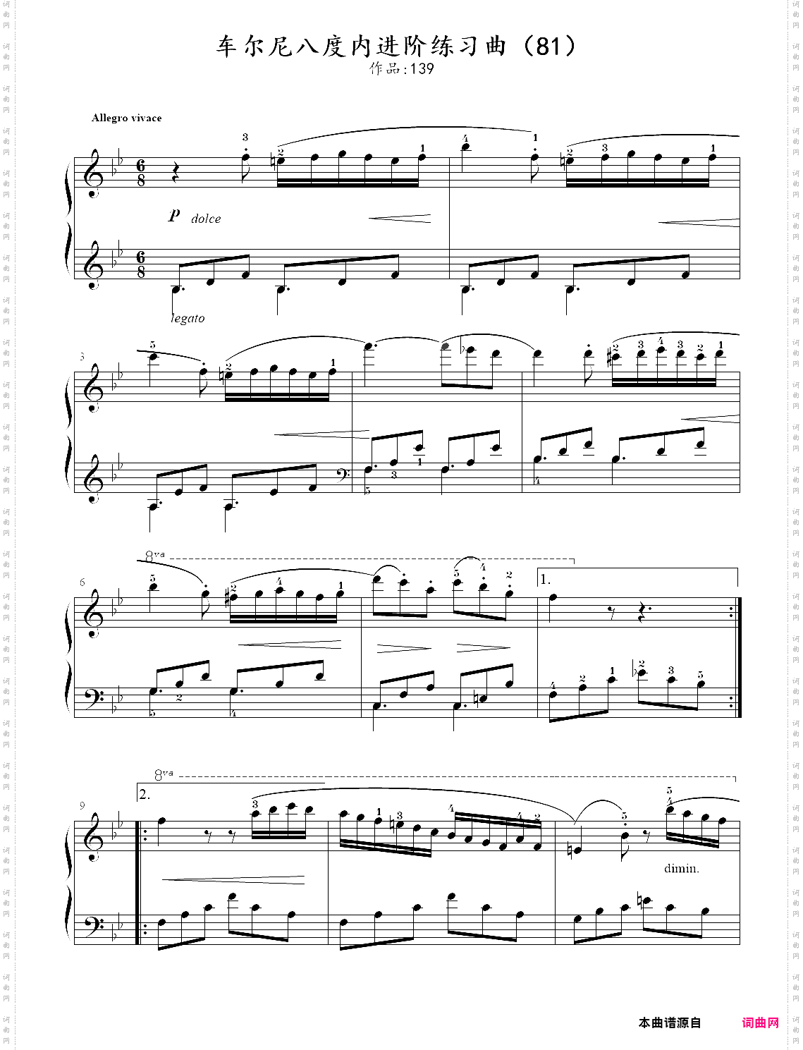 81·车尔尼八度内进阶练习曲【op·139】练习81 81·车尔尼八度内进阶练习曲【op·139】练习81