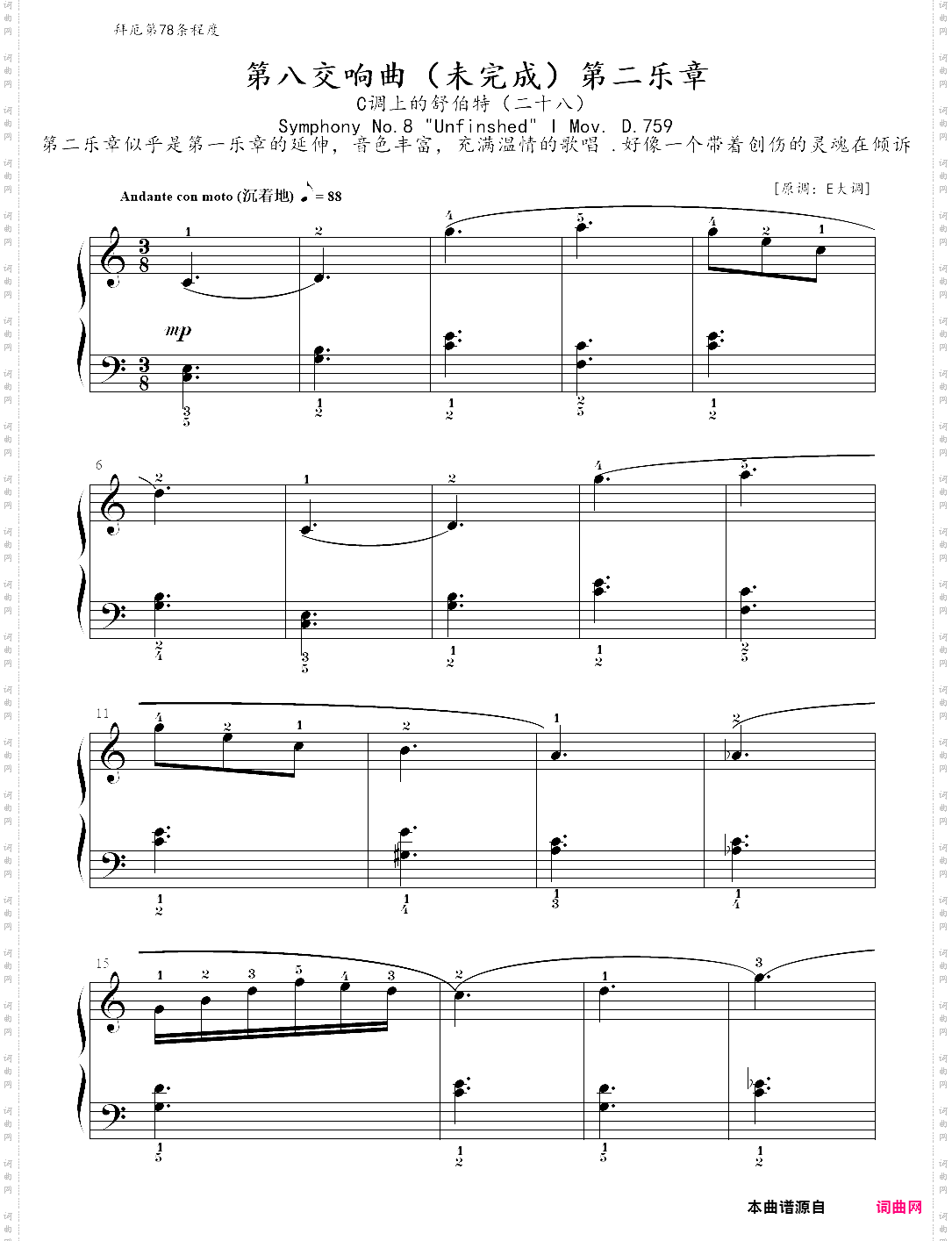 28、第八交响曲 未完成 第二乐章 - c调上的舒伯特